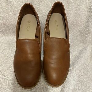 Aldo Women’s Brown Leather Slip-On Loafers